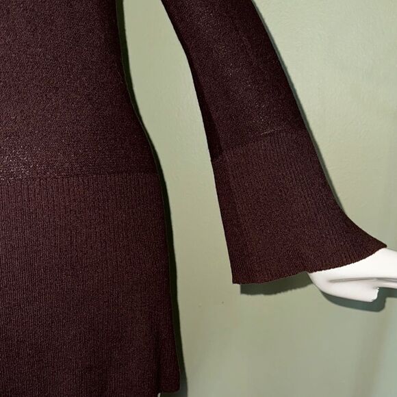 Free People Mocha brown bell sleeve slit side sweater - Picture 8 of 10